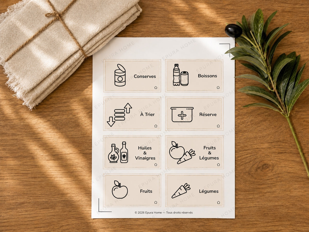 Étiquettes et pictogrammes Epura Cuisine - garde-manger français feuille 2