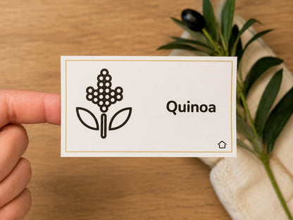 Étiquette Epura Cuisine Quinoa - détail du pictogramme et du fini