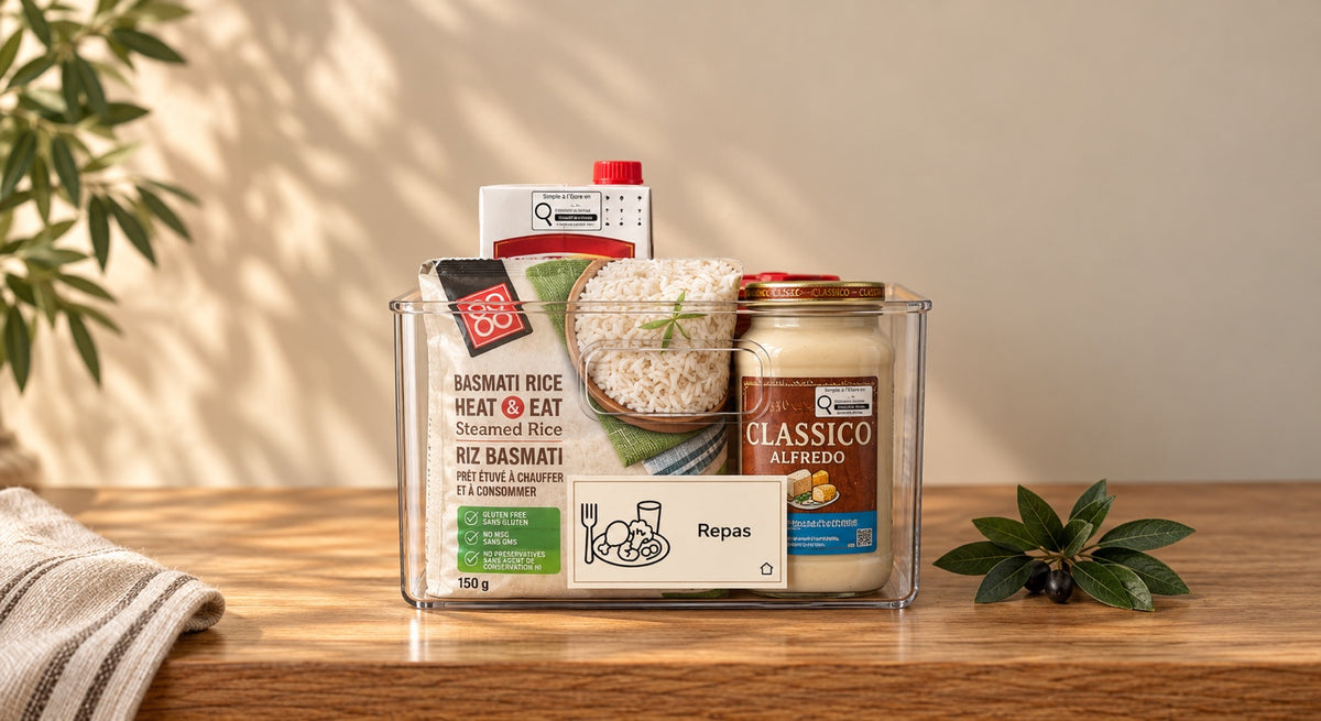 Bac de rangement Repas avec étiquette et pictogramme Epura