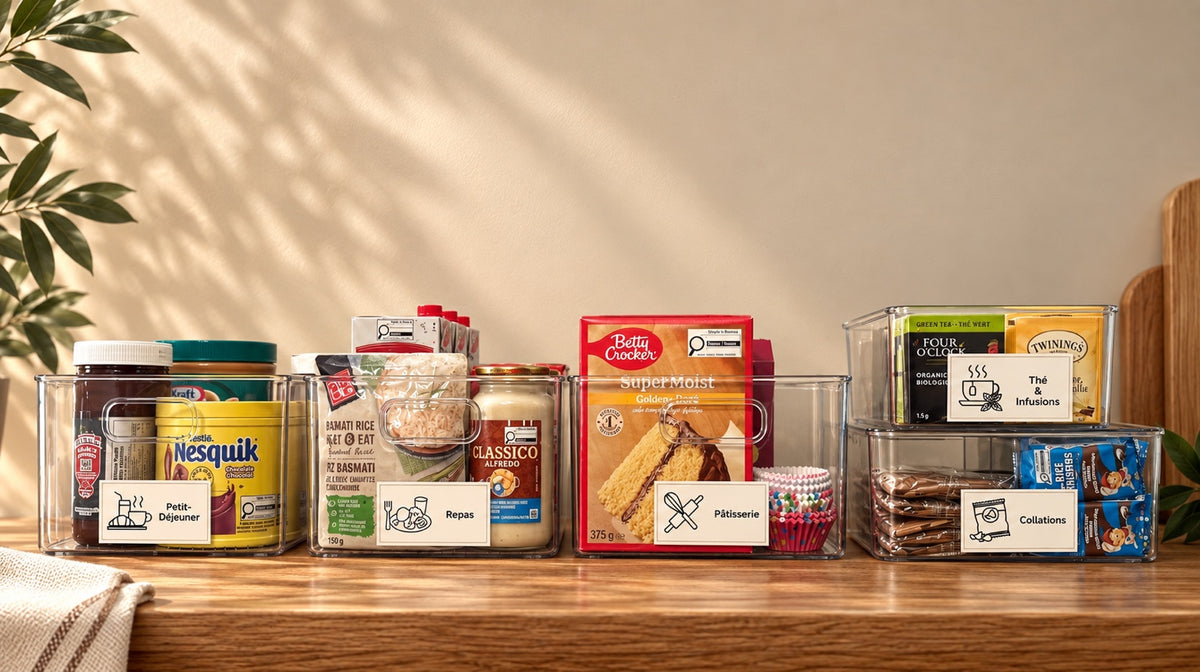 Zone Repas et collations Epura - vue d'ensemble des bacs organisés