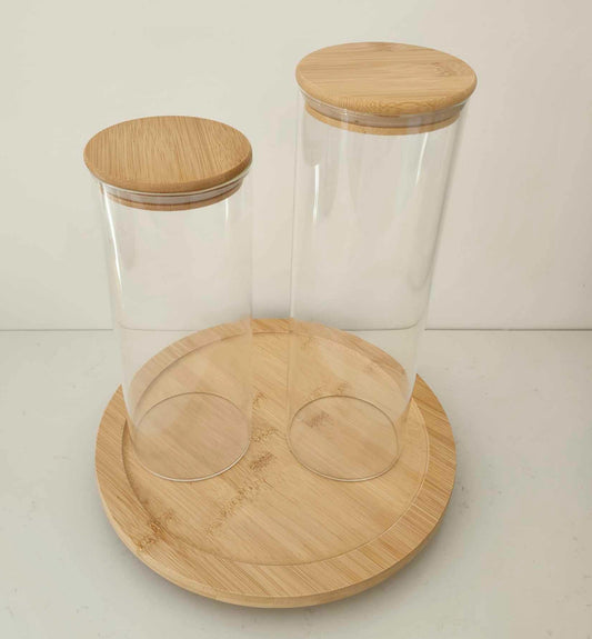 Glass and bamboo jar