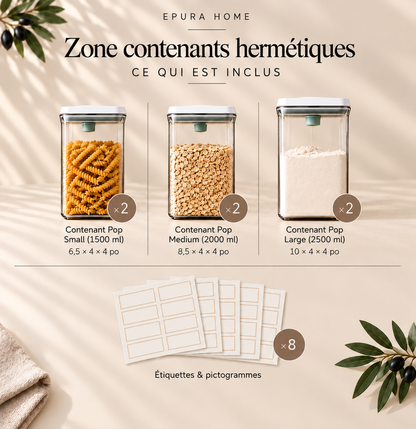 Zone Contenants hermétiques Epura Home - ce qui est inclus