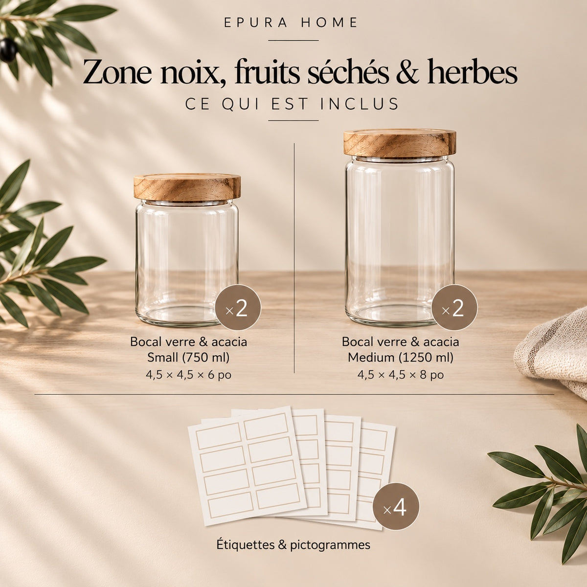 Zone Noix, fruits séchés & herbes Epura — ce qui est inclus